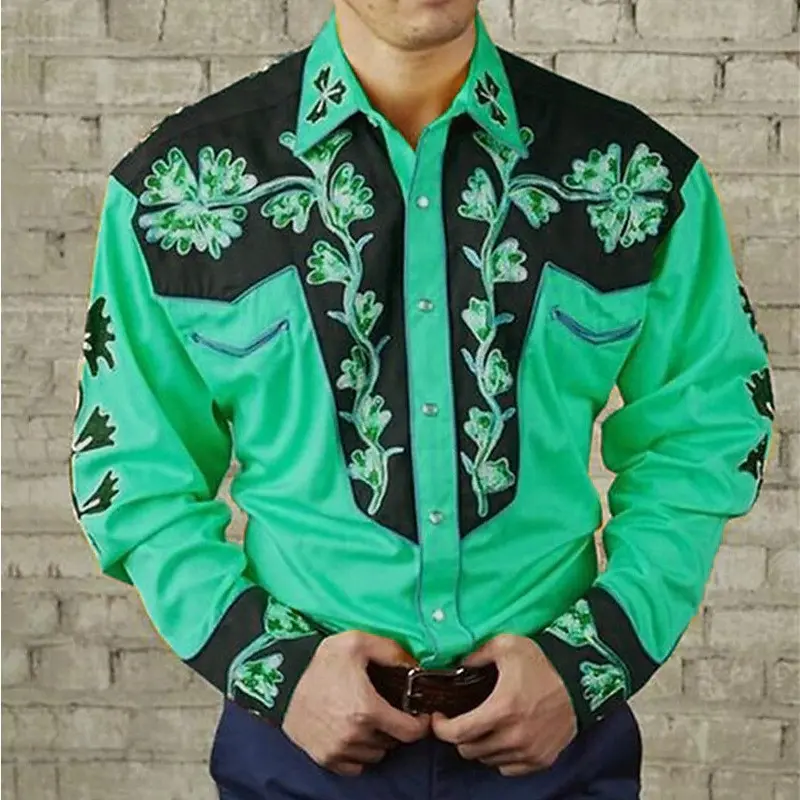 💥【S-3XL】Camicia a maniche lunghe con stampa floreale retrò da uomo