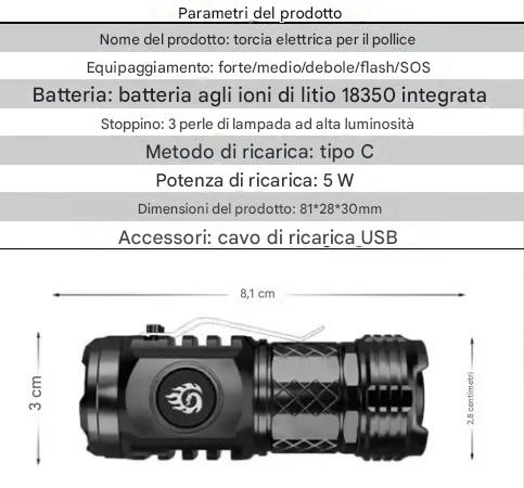 🔥Ultimo giorno di vendita 49% DI SCONTO🔥 - Torcia elettrica Three Eyed Monster Mini Flash Super High Power
