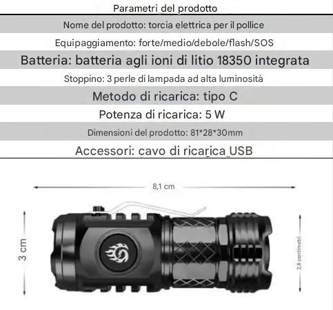 🔥Ultimo giorno di vendita 49% DI SCONTO🔥 - Torcia elettrica Three Eyed Monster Mini Flash Super High Power