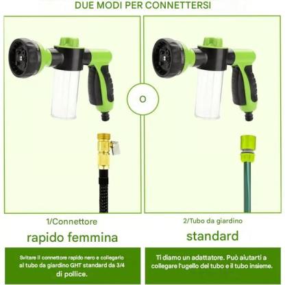 [4 tubi dell'acqua con giunto] Set di pistole ad acqua ad alta pressione con schiuma multifunzionale: lavaggio auto, lavaggio animali, irrigazione, ecc.