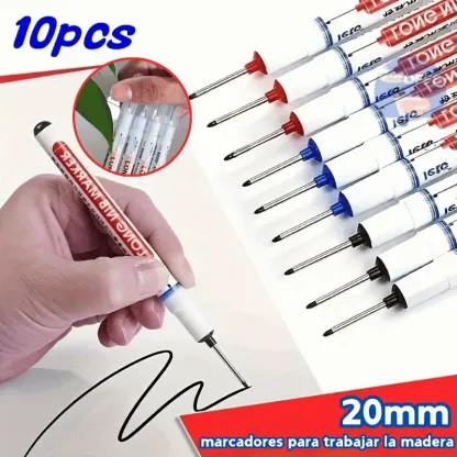 Marcador de punta de 20 mm de largo para agujeros profundos, marcador especial a base de aceite para carpintería, adecuado para cerámica, instalación de baños, fijación decorativa y marcado de madera.