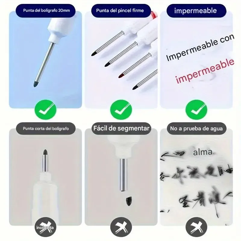 Marcador de punta de 20 mm de largo para agujeros profundos, marcador especial a base de aceite para carpintería, adecuado para cerámica, instalación de baños, fijación decorativa y marcado de madera.