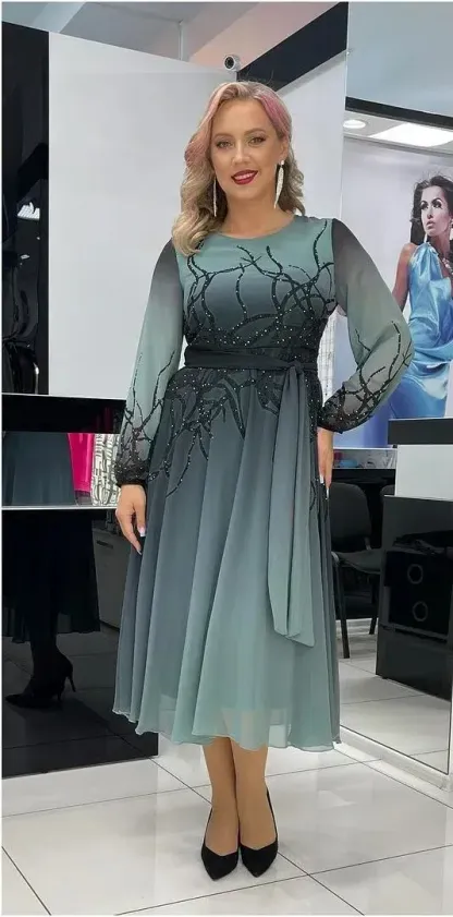 👗Sconto del 49% ✨【S-5XL】🔥Gonna in chiffon di lusso tinta in capo con strass autunnali🔥