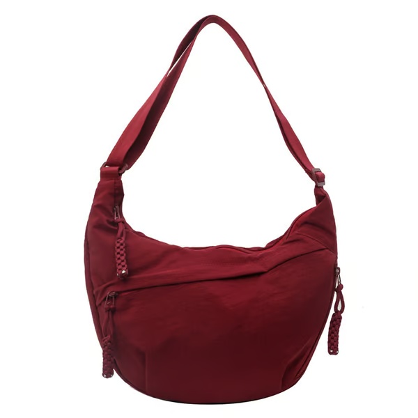 Borsa a tracolla in nylon tinta unita alla moda da donna