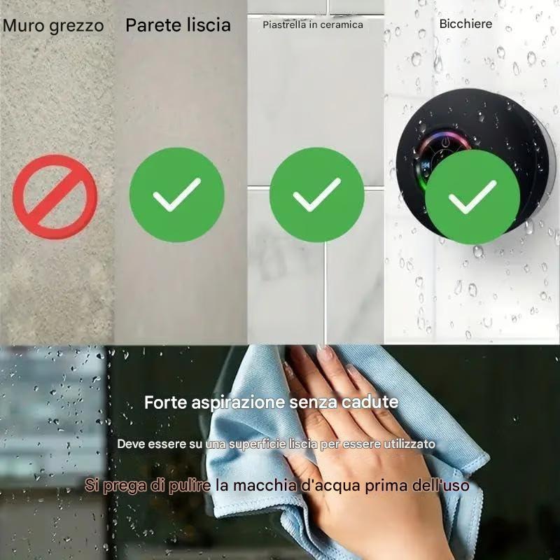 Altoparlante Bluetooth wireless impermeabile da bagno con luce LED
