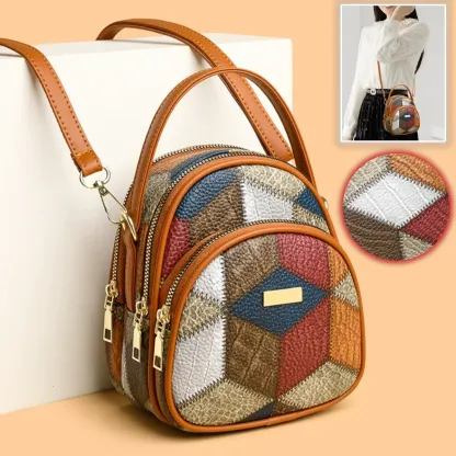【Acquista 1, ricevi 1 gratis】2025 Nuova borsa da donna in vera pelle color block alla moda