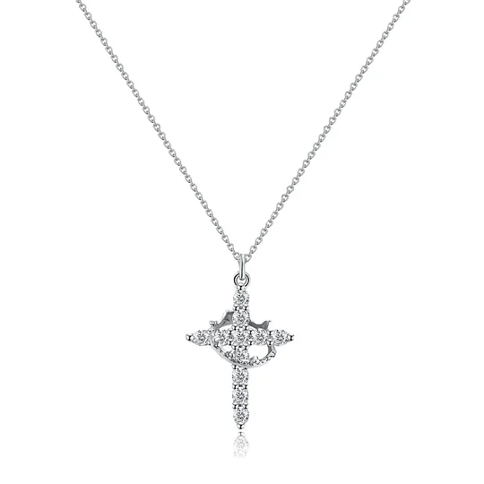 Collana con corona rotante a croce pavé