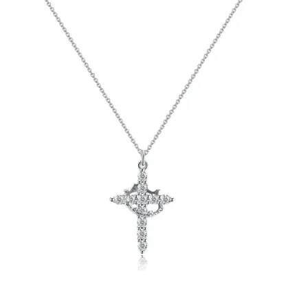 Collana con corona rotante a croce pavé