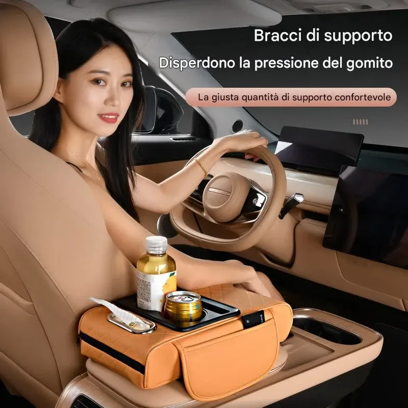 Nuovo bracciolo multifunzionale per auto, porta fazzoletti, portabicchieri, porta bevande, universale