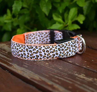 Collare LED per cani con leopardo in nylon