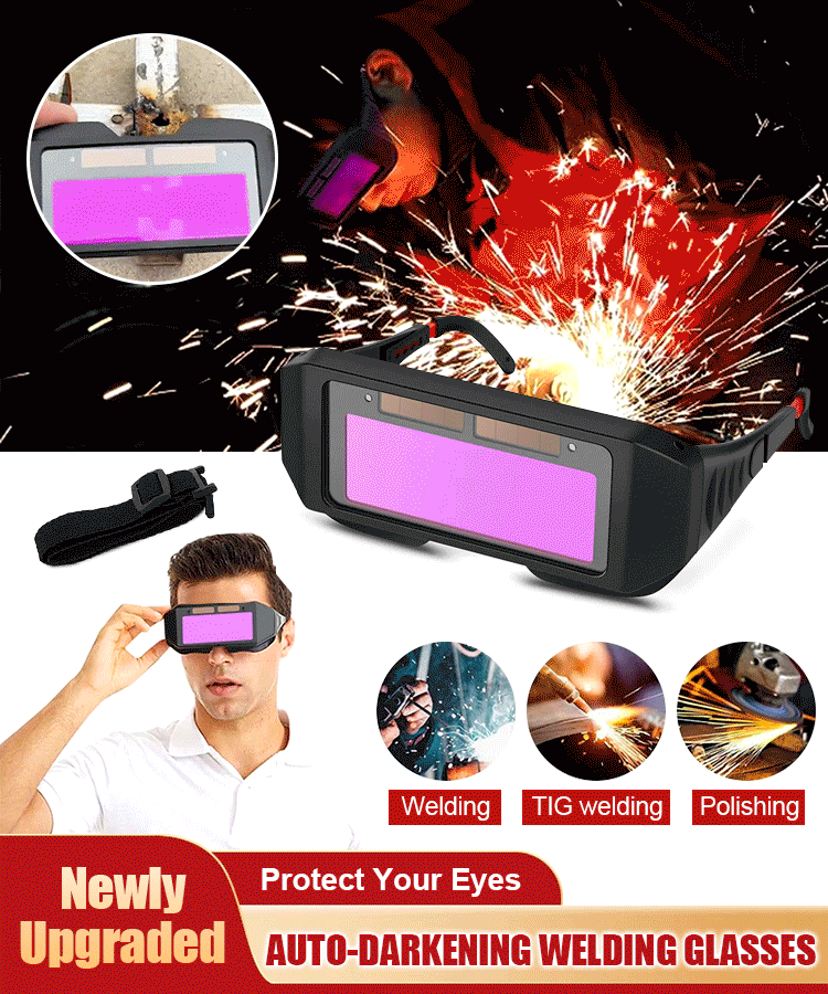 【Occhiali + 5 fogli protettivi + fascia per la testa】🔥Occhiali di sicurezza per saldatura auto-oscuranti.