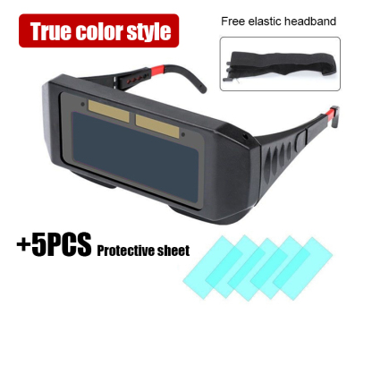 【Occhiali + 5 fogli protettivi + fascia per la testa】🔥Occhiali di sicurezza per saldatura auto-oscuranti.