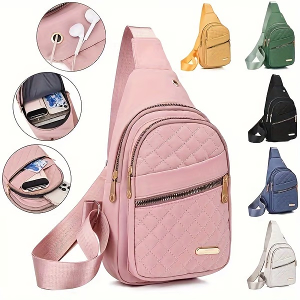Borsa a tracolla casual alla moda da donna, tinta unita