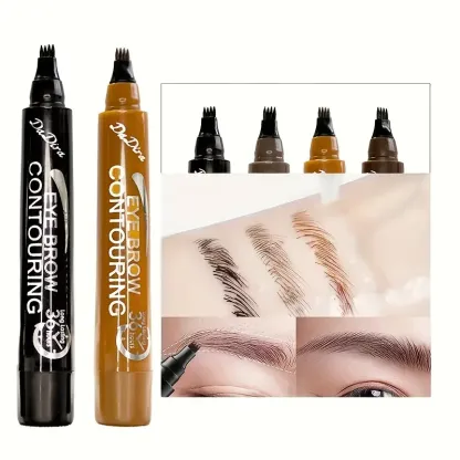 [Set di 4 matite per sopracciglia impermeabili] Matita per sopracciglia micro-modellante migliorata con testina a 4 punte e scovolino per sopracciglia naturali, simili a peli e definite che durano tutto il giorno