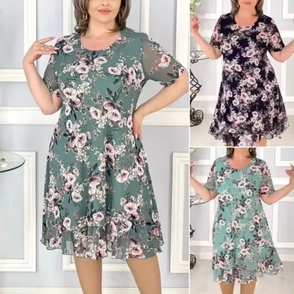 [49% di sconto] [S-5XL] Abito floreale a vita alta da donna