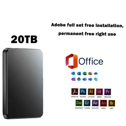 【Ultimo giorno di promozione del 50%】 Disco rigido mobile ad alta capacità da 20 TB + Office originale gratuito + Adobe Suite