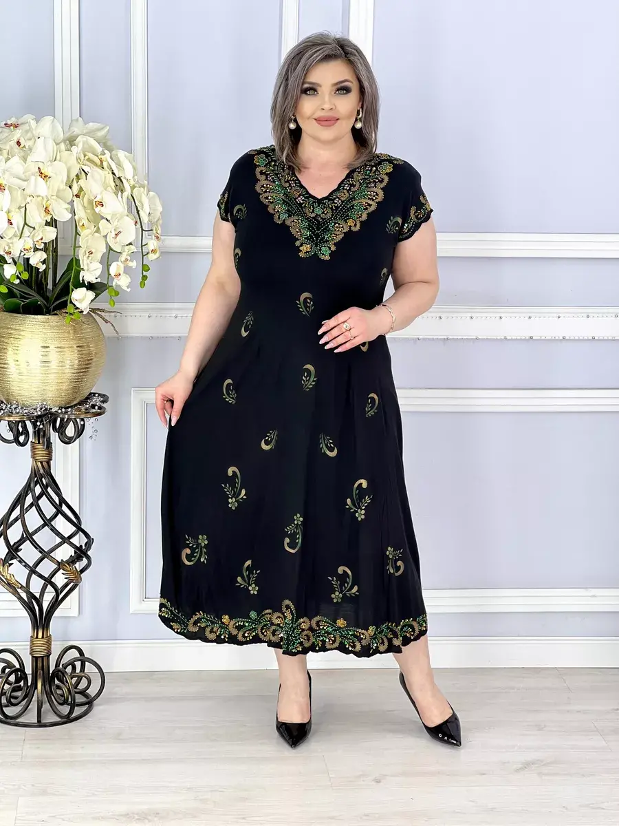 【S-5XL】2025 Elegante abito stampato ricamato