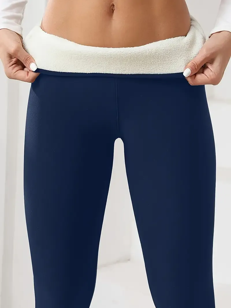 💥Secondo pezzo a metà prezzo - [Leggings foderati in tinta unita da donna] Fodera in pura lana, morbidi e delicati sulla pelle, leggings sportivi lunghi, adatti per yoga, fitness, corsa, ecc.