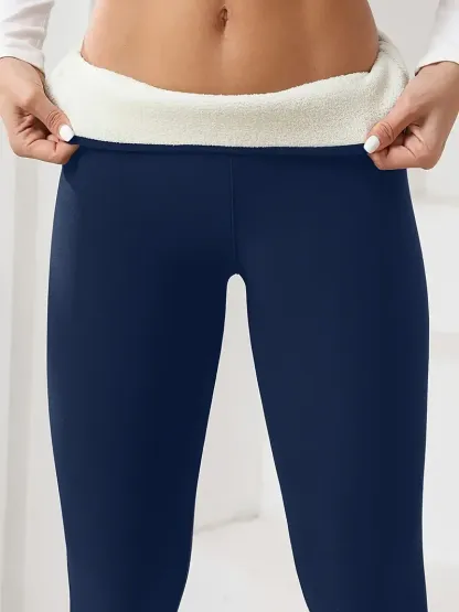 💥Secondo pezzo a metà prezzo - [Leggings foderati in tinta unita da donna] Fodera in pura lana, morbidi e delicati sulla pelle, leggings sportivi lunghi, adatti per yoga, fitness, corsa, ecc.