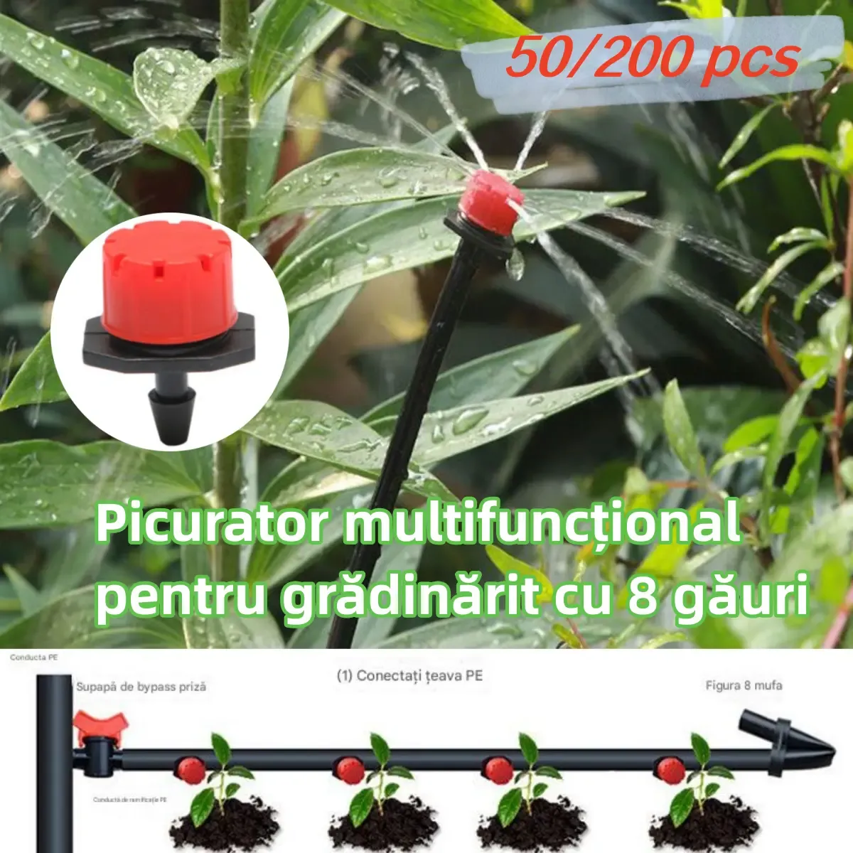 【Acquista 100 e ricevi 100 gratis】【50/100/150/200 pezzi】Irrigatore per irrigazione a flusso d'acqua regolabile a 8 fori