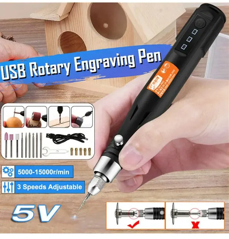 Mini trapano elettrico da 15000 giri/min, macchina per lucidatura con penna per incisione USB portatile con accessori per utensili rotanti Dremel, utensili fai da te