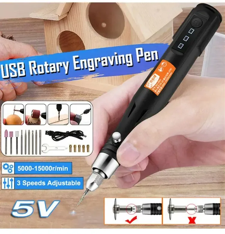 Mini trapano elettrico da 15000 giri/min, macchina per lucidatura con penna per incisione USB portatile con accessori per utensili rotanti Dremel, utensili fai da te