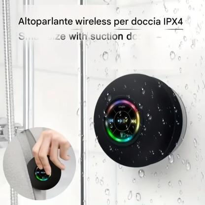 Altoparlante Bluetooth wireless impermeabile da bagno con luce LED