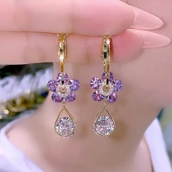 💥Super promozione ora!!!!!!🔥Orecchini di cristallo con fiori alla moda