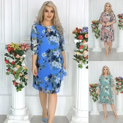 🥰【S-5XL】🎁💐 Nuovo abito in chiffon stampato 2025