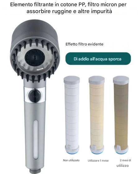 Soffione doccia ad alta pressione + 3 filtri omaggio