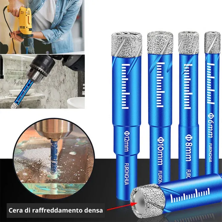 💥Vendita calda💥Punta per trapano per piastrelle a secco per brasatura, trapano per piastrelle in marmo vetrificato, trapano per piastrelle in granito e vetro, trapano per fori a secco multifunzionale