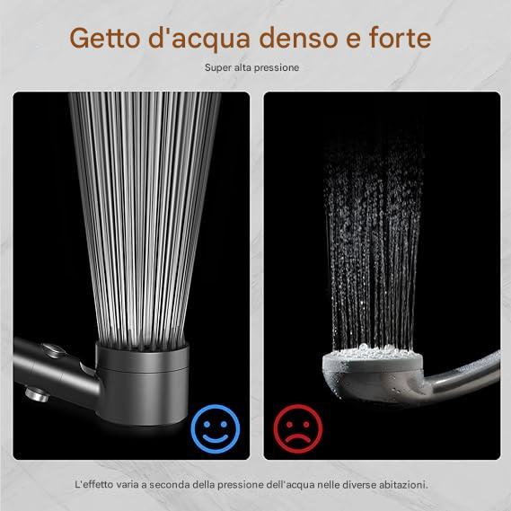 Soffione doccia ad alta pressione + 3 filtri omaggio