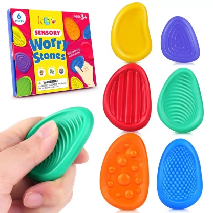 💥Nuovo prodotto💥【Pietra sensoriale per bambini】Giocattolo antistress per bambini Pietra delle preoccupazioni con texture in silicone morbido