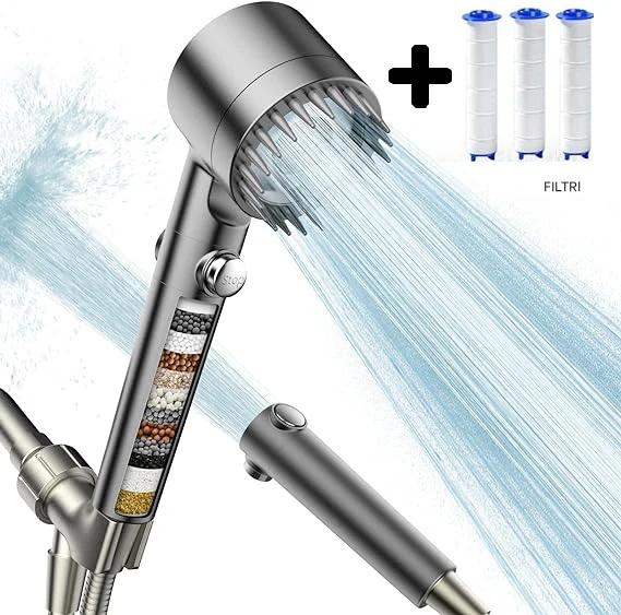 Soffione doccia ad alta pressione + 3 filtri omaggio