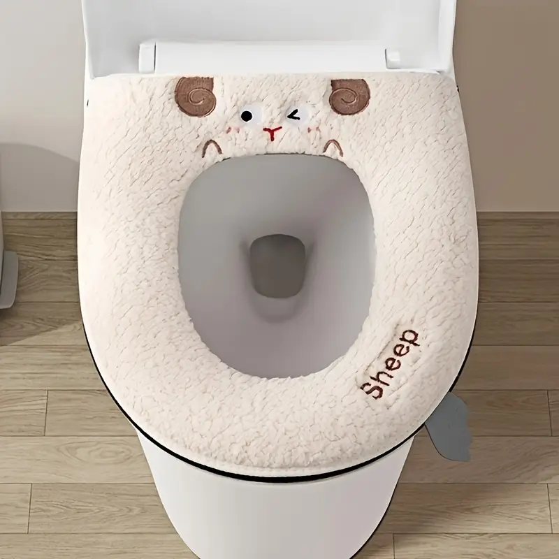toilet cushion seat cushion household toilet mat toilet cover mat winter thickened toilet sleeve toilet ring mat washable,universal toilet seat for  ，cute lamb toilet seat cushion, suitable for home and hotel use 详情 3
