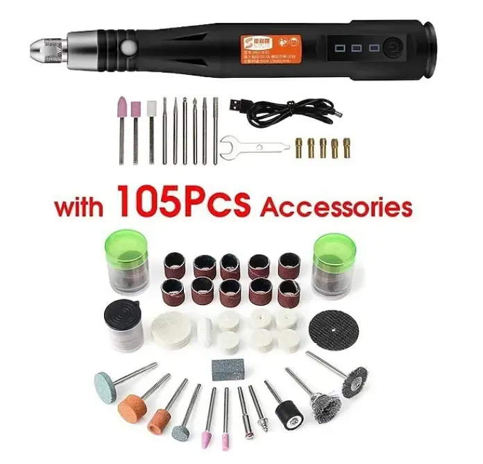 Mini trapano elettrico da 15000 giri/min, macchina per lucidatura con penna per incisione USB portatile con accessori per utensili rotanti Dremel, utensili fai da te