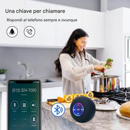 Altoparlante Bluetooth wireless impermeabile da bagno con luce LED