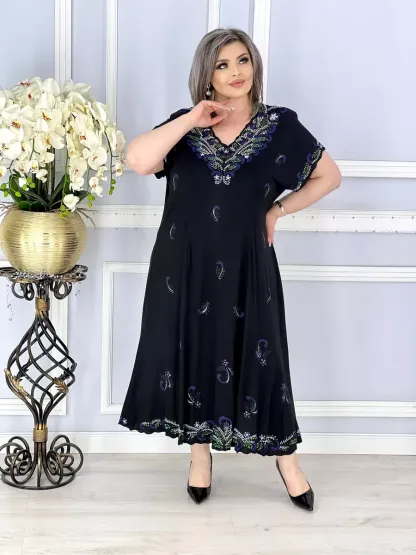 【S-5XL】2025 Elegante abito stampato ricamato