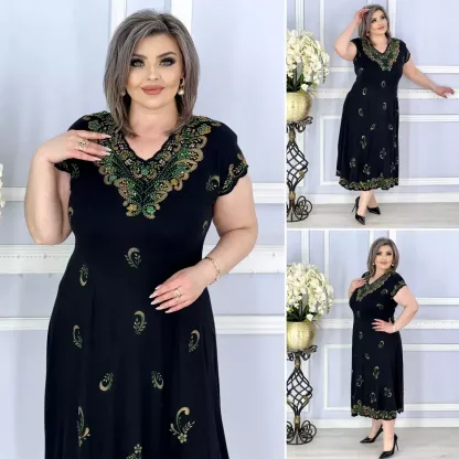【S-5XL】2025 Elegante abito stampato ricamato