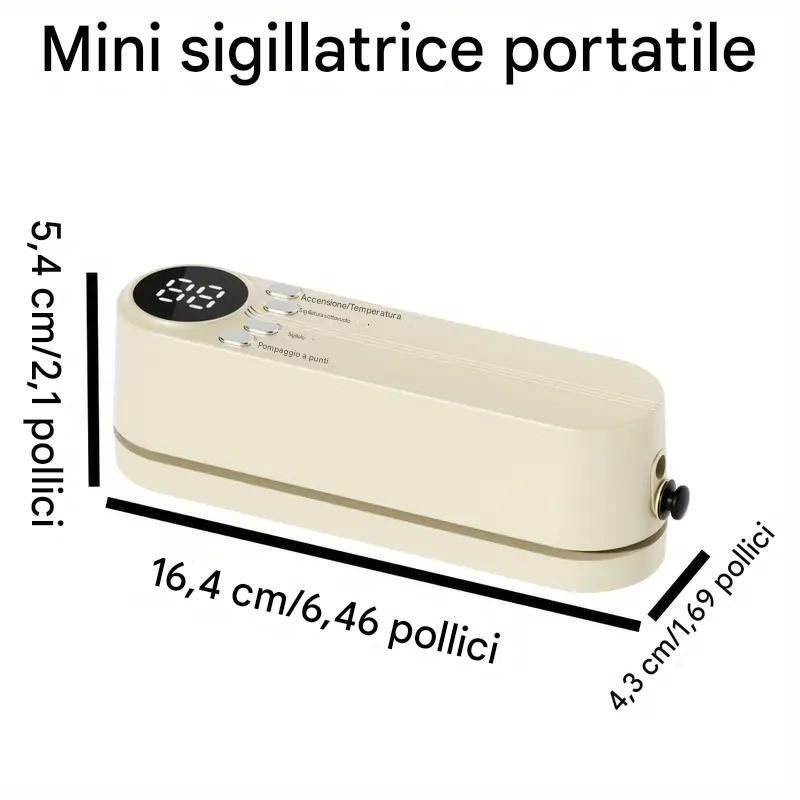Sigillatrice automatica multifunzionale per alimenti, sigillatrice sottovuoto portatile senza fili con funzione di sigillatura di sacchetti per snack, aspirazione e gonfiaggio esterni, conservazione degli alimenti a lungo termine, design compatto e facile