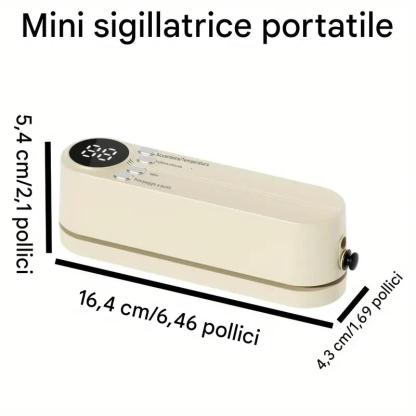 Sigillatrice automatica multifunzionale per alimenti, sigillatrice sottovuoto portatile senza fili con funzione di sigillatura di sacchetti per snack, aspirazione e gonfiaggio esterni, conservazione degli alimenti a lungo termine, design compatto e facile