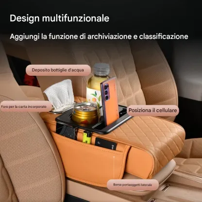 Nuovo bracciolo multifunzionale per auto, porta fazzoletti, portabicchieri, porta bevande, universale