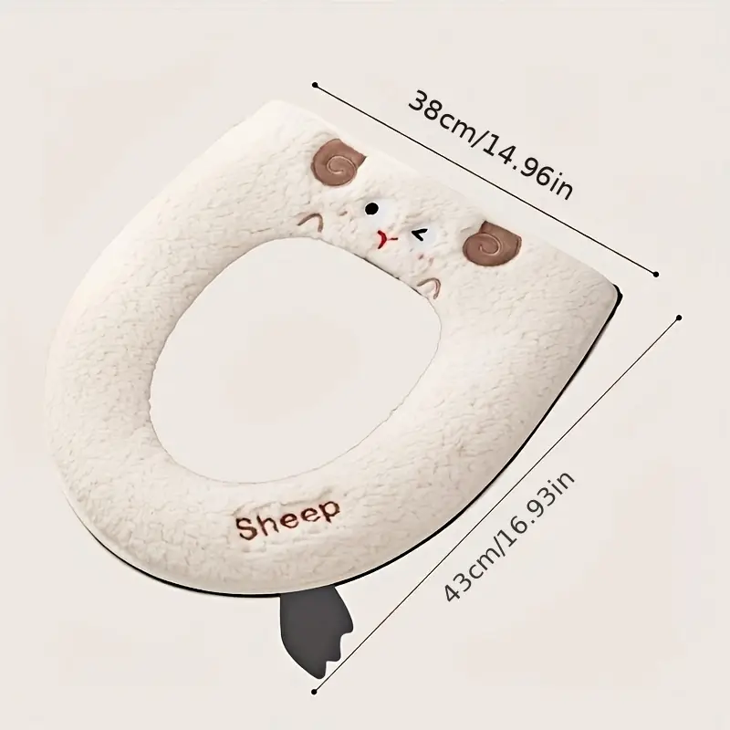 toilet cushion seat cushion household toilet mat toilet cover mat winter thickened toilet sleeve toilet ring mat washable,universal toilet seat for  ，cute lamb toilet seat cushion, suitable for home and hotel use 详情 4