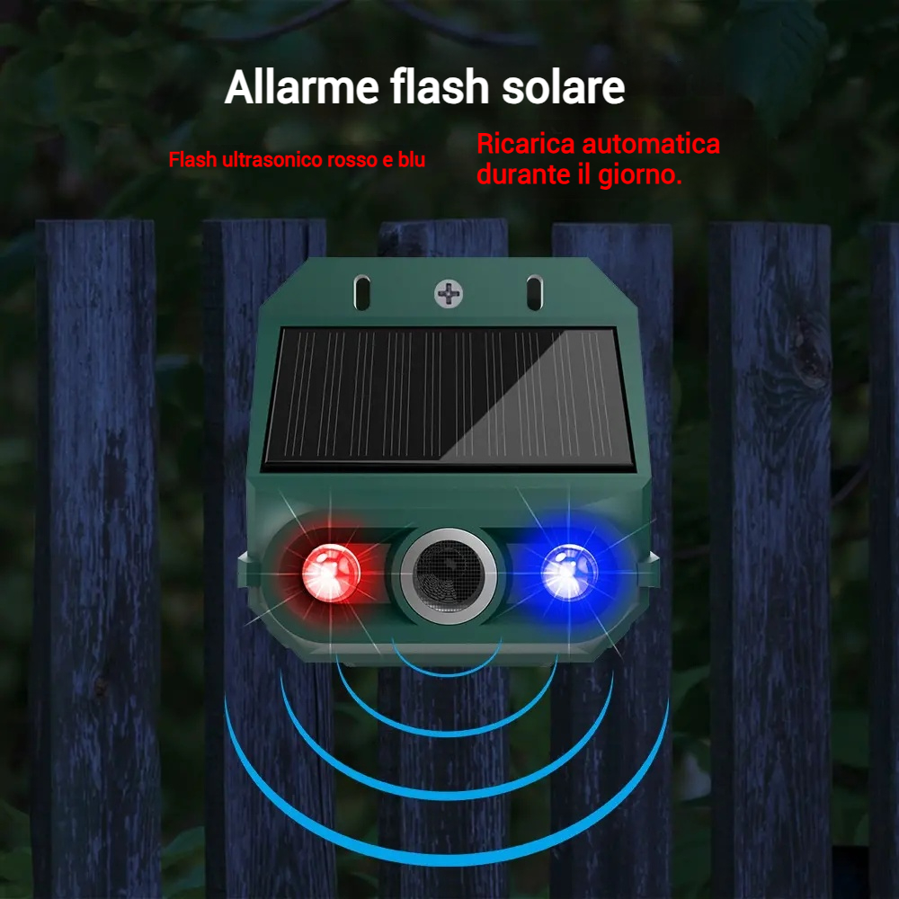 【🔥Acquista 1, ricevi 1 gratis】🔥Repellente solare per animali a ultrasuoni per uccelli da esterno con luce a infrarossi lampeggiante con LED rosso e blu