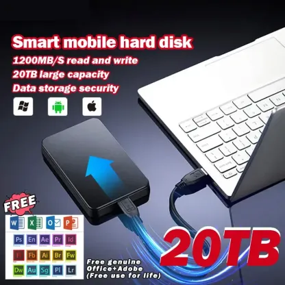 【Ultimo giorno di promozione del 50%】 Disco rigido mobile ad alta capacità da 20 TB + Office originale gratuito + Adobe Suite