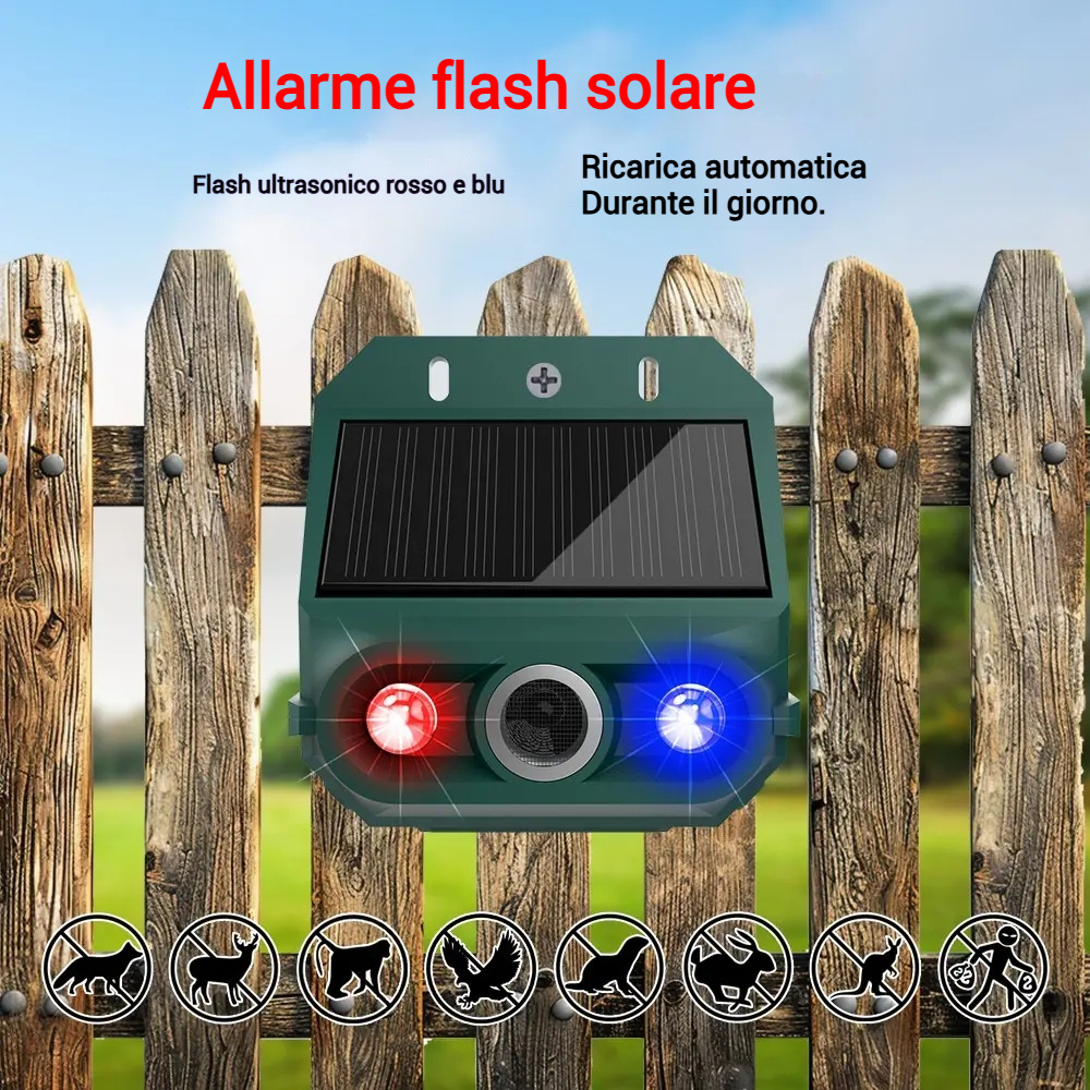 【🔥Acquista 1, ricevi 1 gratis】🔥Repellente solare per animali a ultrasuoni per uccelli da esterno con luce a infrarossi lampeggiante con LED rosso e blu
