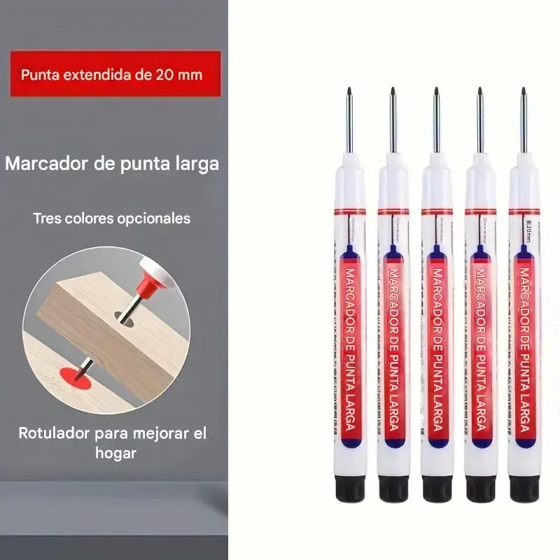 Marcador de punta de 20 mm de largo para agujeros profundos, marcador especial a base de aceite para carpintería, adecuado para cerámica, instalación de baños, fijación decorativa y marcado de madera.