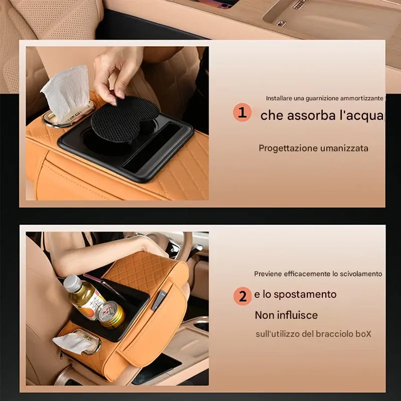 Nuovo bracciolo multifunzionale per auto, porta fazzoletti, portabicchieri, porta bevande, universale