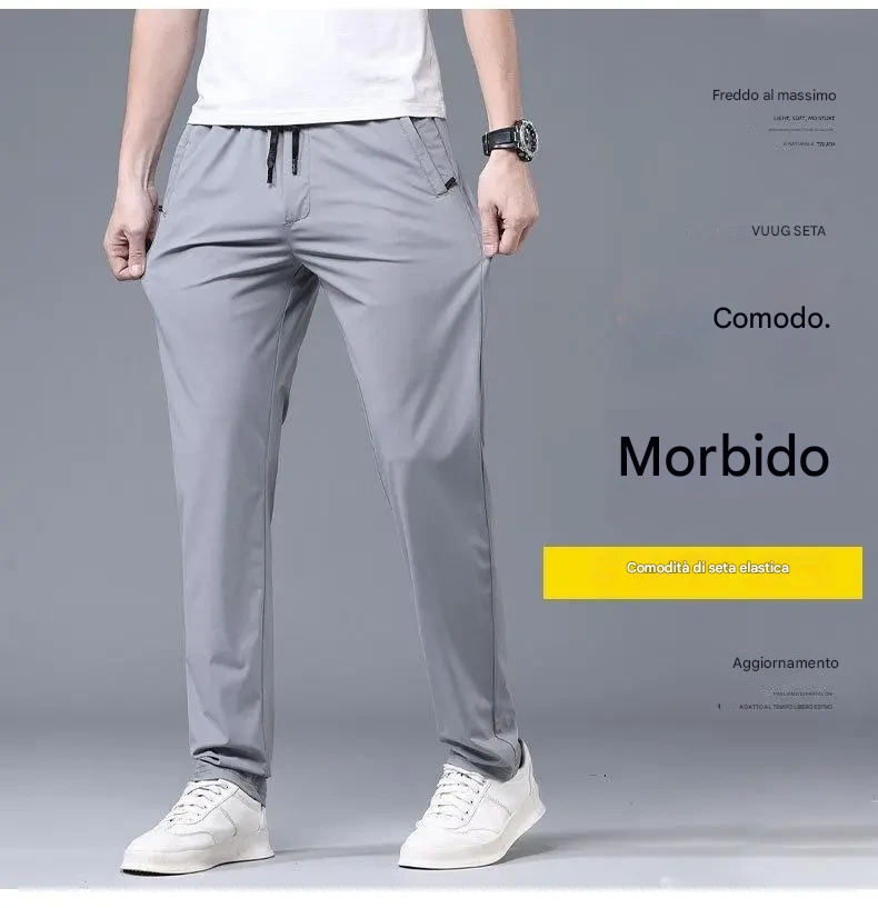 【40-115 kg】🔥【Acquista 1 e ricevi 1 gratis】 Pantaloni elasticizzati in seta ghiacciata, nuovi per la primavera e l'estate 2025