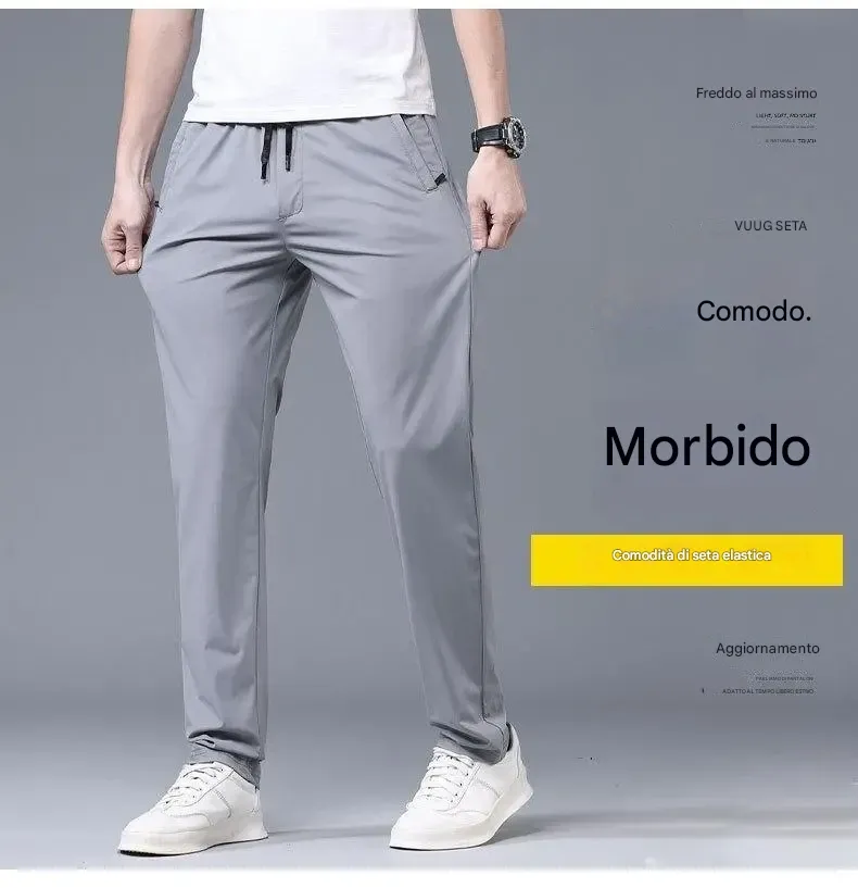 【40-115 kg】🔥【Acquista 1 e ricevi 1 gratis】 Pantaloni elasticizzati in seta ghiacciata, nuovi per la primavera e l'estate 2025